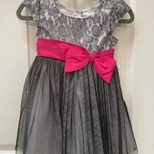 gray silver fushia dress